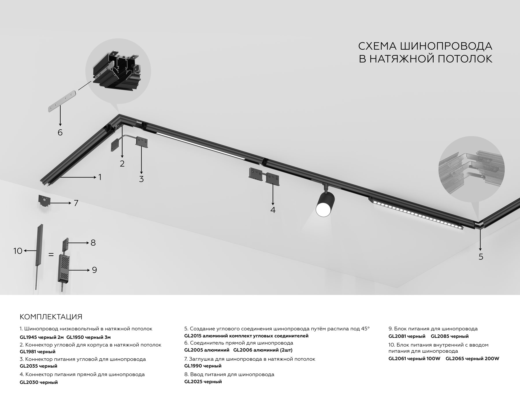 GL1945 BK черный IP20 48V 2000*50*43
