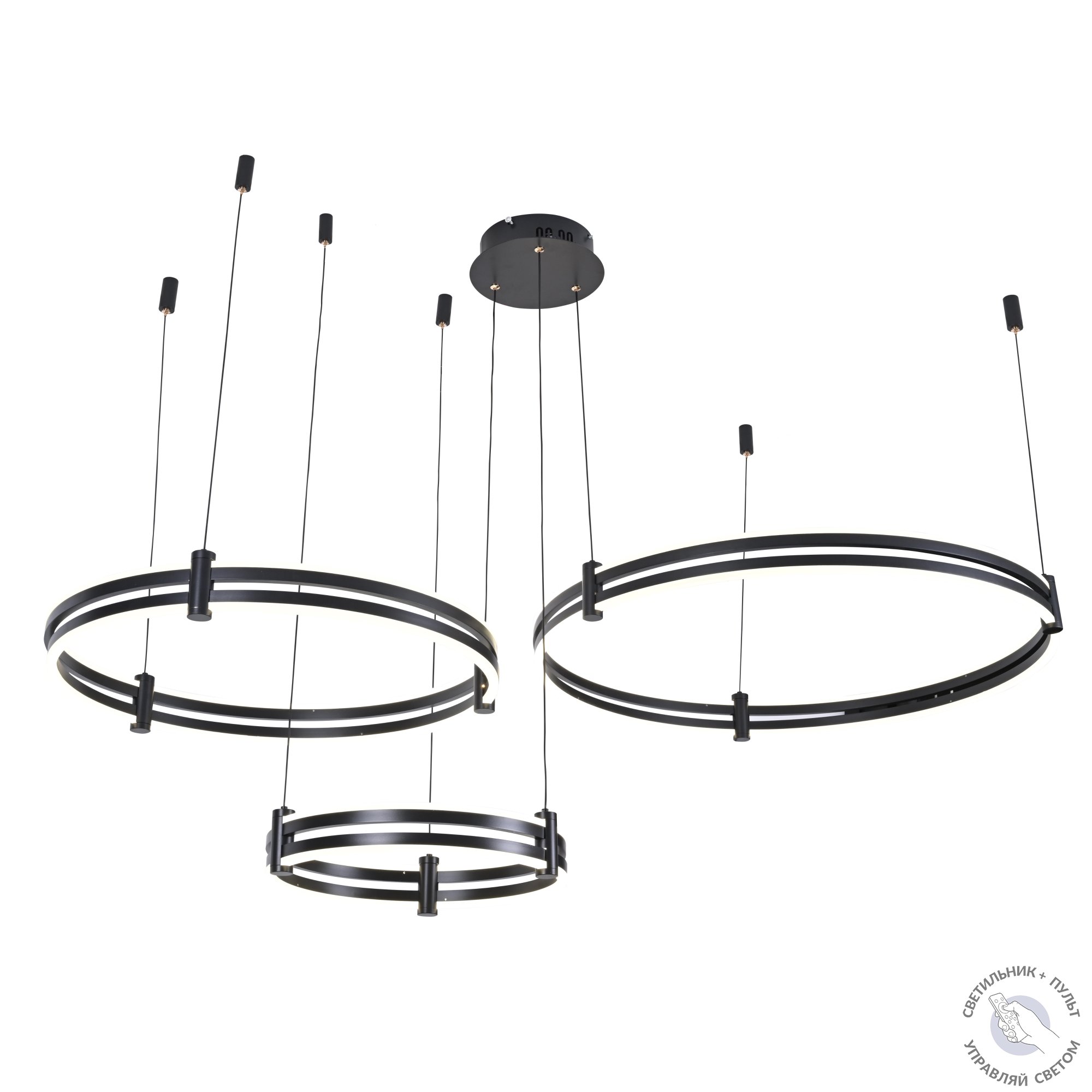 Люстра кольца черная LED 228Вт D80+60+40см Zortes DUBLE-R ZRS.27510.03