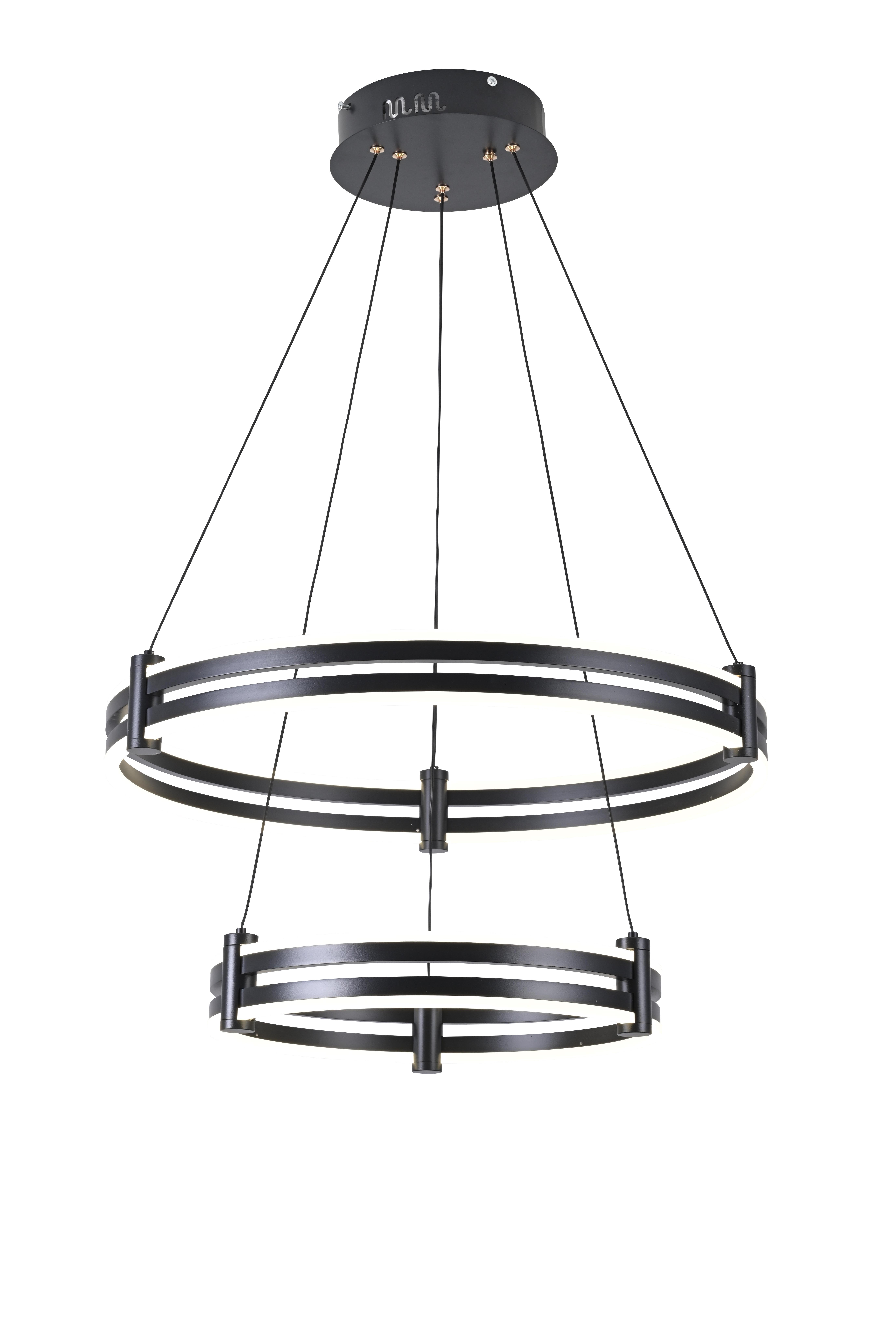 Люстра подвесная каскадная черная LED 125Вт D60+40см Zortes DUBLE-R ZRS.30514.09