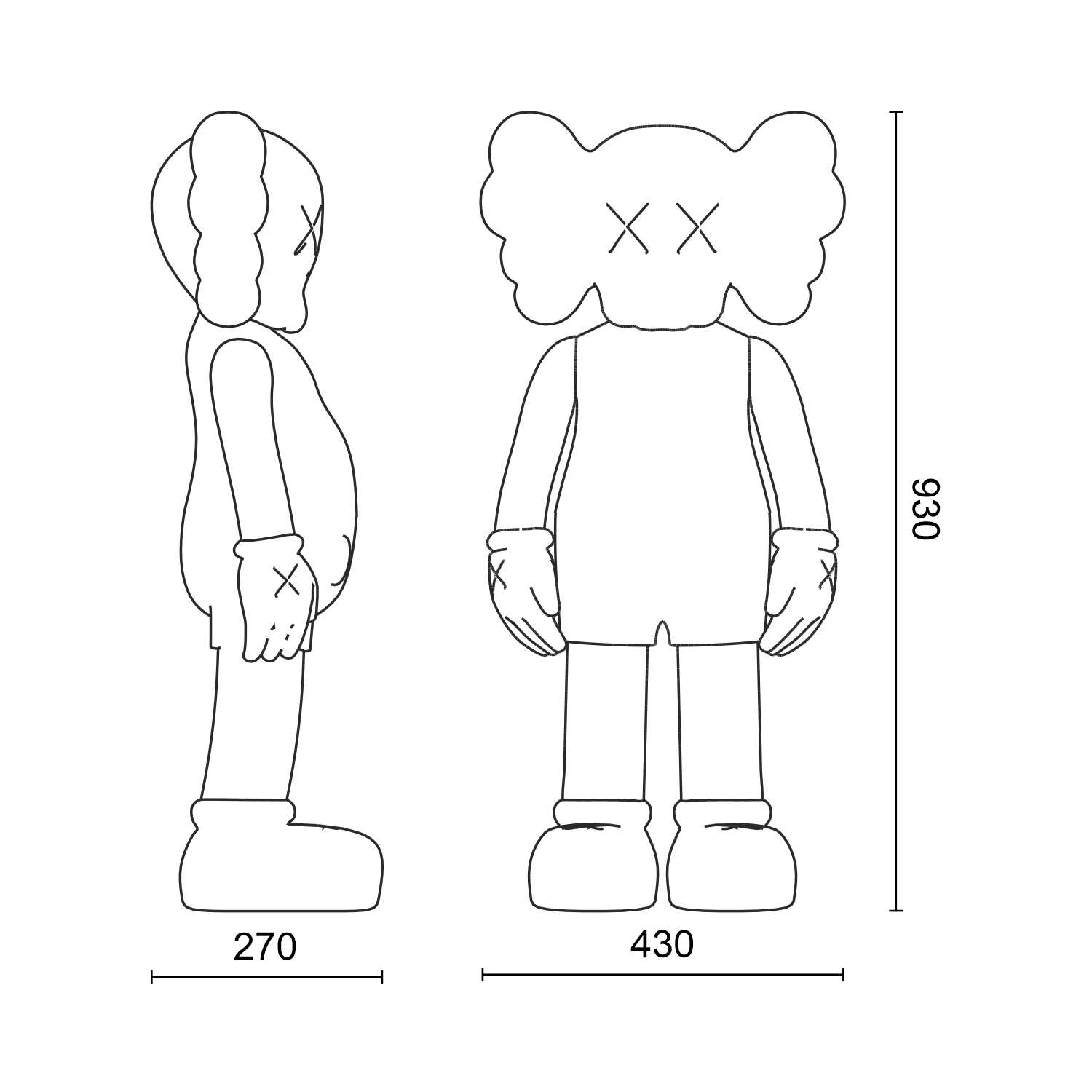 Дизайнерская статуэтка копилка KAWS Companion белый с чёрным
