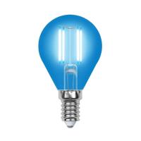 Лампа светодиодная филаментная Uniel E14 5W синяя LED-G45-5W/BLUE/E14 GLA02BL UL-00002989