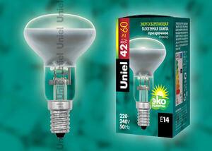 Лампа галогенная рефлекторная Uniel E14 42W прозрачная HCL-42/CL/E14 Reflector 05222