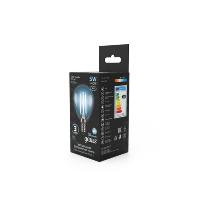 105801205 Лампа Gauss LED Filament Шар E14 5W 450lm 4100K 1/10/50