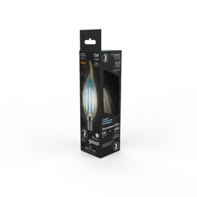 104801805 Лампа Gauss LED Filament Свеча на ветру E14 5W 420lm 4100K Golden 1/10/50