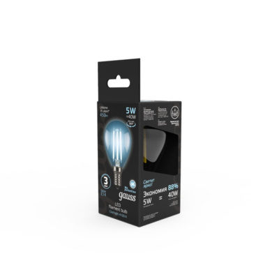 105801205 Лампа Gauss LED Filament Шар E14 5W 450lm 4100K 1/10/50