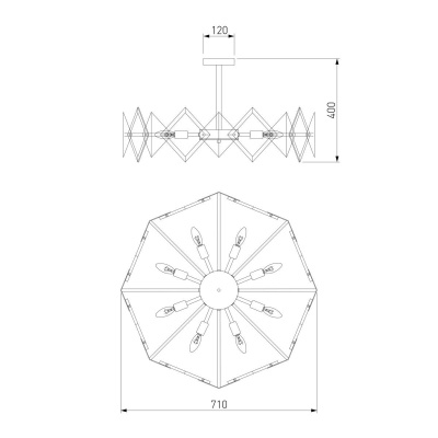 Потолочная люстра Eurosvet Origami 60121/8 латунь Smart