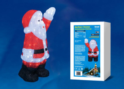 Фигурка светодиодная «Дед Мороз» 38х24x60см Uniel ULD-M3860-120/STA White IP20 Xmasman UL-00002332